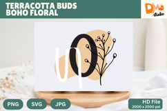 Terracotta Buds Boho Floral Monogram Product Image 1