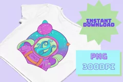 Cosmic Astronaut T-Shirt Design, Space T-Shirt Design PNG Product Image 1