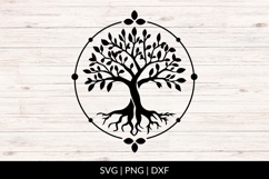 Hand Drawn Tree Of Life Circle Frame SVG Product Image 1