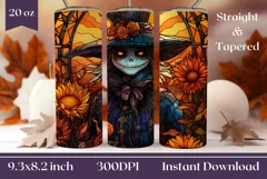 Stained Glass Scarecrow Tumbler Wrap, Halloween Tumbler Wrap Product Image 1