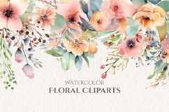 Watercolor Floral Clipart PNG, Flower Ornament Clipart Product Image 1