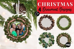4 Christmas Photo Ornament PNG Product Image 1