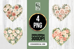 Pastel Rose Heart Floral Clipart Sublimation PNG Product Image 1