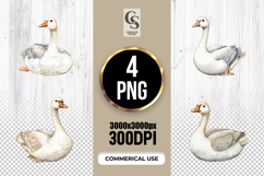 Watercolor White Goose Floral Clipart Sublimation PNG Product Image 1