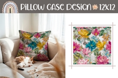 Colorful Pillow Case Design, Vintage Flowers Pillow PNG Product Image 1