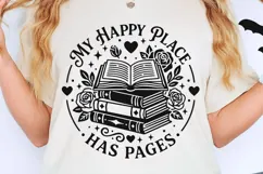 My Happy Place Has Pages Svg, Book Lover Svg, Book Worm Svg. Product Image 2