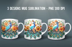 3D Peacock Mug Sublimation I Mug Wrap Product Image 1