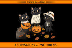 Halloween Black Cats in Costumes Sublimation PNG Product Image 1