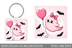Cute Ghost Keychain Design. Cute Halloween Keychain Product Image 1