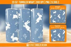 Cute Rabbit Seemless Tumbler Wrap Designs, Sublimation Wrap Product Image 1