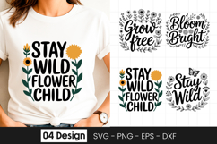 Stay Wild Flower Child SVG PNG Product Image 1