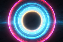 Five Neon Light Rings on Concrete, Vibrant Reflections Product Image 1