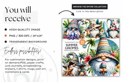 Summer Gnome clipart PNG, Beach gnome sublimation, tropical Product Image 2