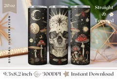 Gothic Skull Tumbler Wrap Design, Mystical Tumbler Design Product Image 1