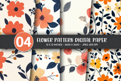 Flower Pattern Digital Paper Product Image 1