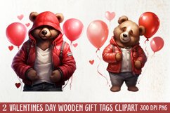 Valentines Day Bear Sublimation Clipart, Valentines Day PNG Product Image 1