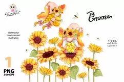 Summer Gnome Butterflies with Sunflowers png,Gnomes honey Product Image 1