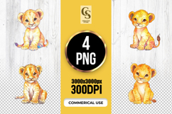 Cute Lion Cub Watercolor Clipart Sublimation PNG Product Image 1