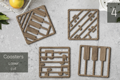 Coasters svg laser cut, Piano keys, Music, Wooden coasters Product Image 1