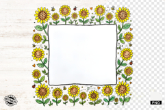 Sunflowers Doodle Frames PNG Product Image 1