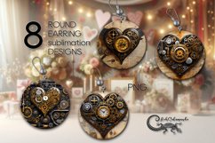 Valentine vintage hearts | 8 Sublimation round earring Product Image 1