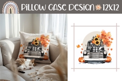 Fall Truck Pillow Sublimation, Sunflowers Pillow Design Product Image 1