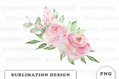 Watercolor Flowers Bouquet png Product Image 1