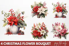 Christmas Flower Bouquet Clipart PNG Product Image 1