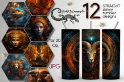 Zodiac signs | 12 Magic Skinny tumbler Sublimation designs Product Image 1