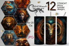 Zodiac signs | 12 Magic Skinny tumbler Sublimation designs Product Image 1