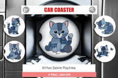 Kitten Denim Playtime Car Coaster Product Image 1