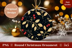 Floral Christmas Gift Tag PNG, Christmas Ornament Print Product Image 1