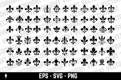 A black and white vector set of twelve fleur-de-lis icons. Product Image 1