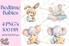 Baby Bedtime Animal Clipart PNG for Nursery Product Image 1