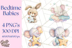 Baby Bedtime Animal Clipart PNG for Nursery Product Image 1