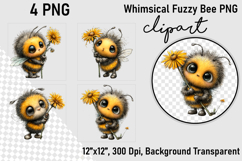 Whimsical Fuzzy Bee PNG Clipart, Clipart PNG Product Image 1