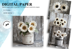 Sunflower Background Wallpaper Digital Paper Wall Art Product Image 1