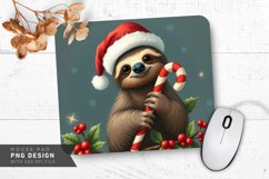 Sloth in Holiday Scarf Mouse Pad Sublimation Design Product Image 1