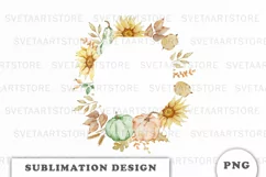 Watercolor Autumn Pumpkins frame png Product Image 1
