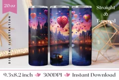 Valentines Tumbler Sublimation PNG, Magic Love Tumbler Wrap Product Image 1