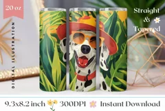 Summer Dog Tumbler Wrap Design, Dalmatian Dog Tumbler PNG Product Image 1