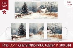 Christmas Village Mug Wrap, Christmas Tree Mug Template Product Image 1