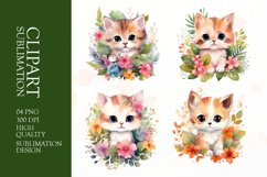 Watercolor cat clipart sublimation png Product Image 1