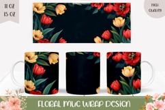 Spring Flowers Mug Design, Cartoon Tulips Mug Sublimation Product Image 1