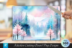 Watercolor Winter Charm Cutting Board Sublimation Design Product Image 1
