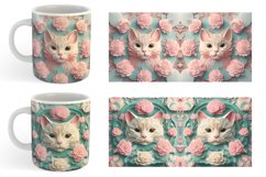 3D Cat and Flowers Mug Wrap | Sublimation Coffee Cup Product Image 4