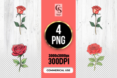 Coral Pink Rose Floral Clipart Sublimation PNG Product Image 1