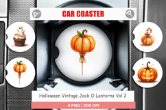 Halloween Vintage Lanterns Car Coaster Product Image 1