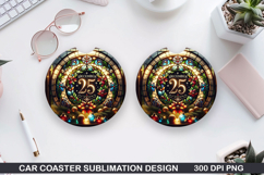 Christmas Car Coaster Sublimation| Christmas Coaster PNG Product Image 1