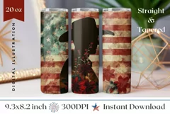 American Flag Tumbler Design, Cowboy Sublimation Tumbler Product Image 1